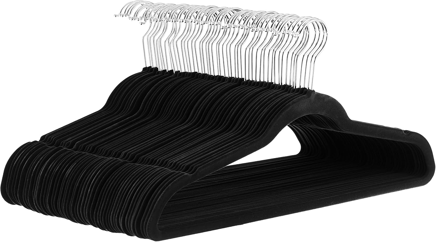  Amazon Basics Slim, Velvet, Non Slip Suit Clothes Hangers, Pack Of 50, Black